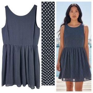 New Gap Dress Sundress Sz 18 1X 2X Navy Blue Silky Slvlss. Fit Flare Swing